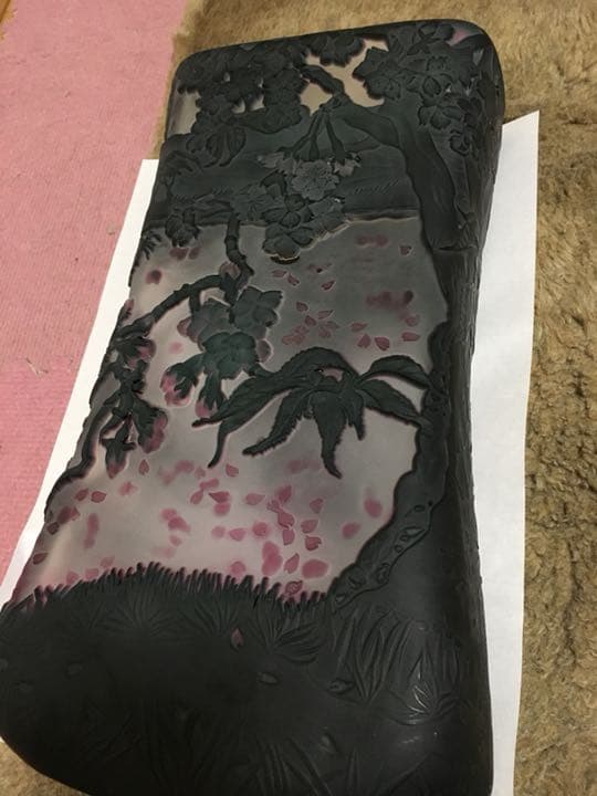 作家作品 ガラス花瓶 桜 お値下げしました。オークションしています‼️‼️