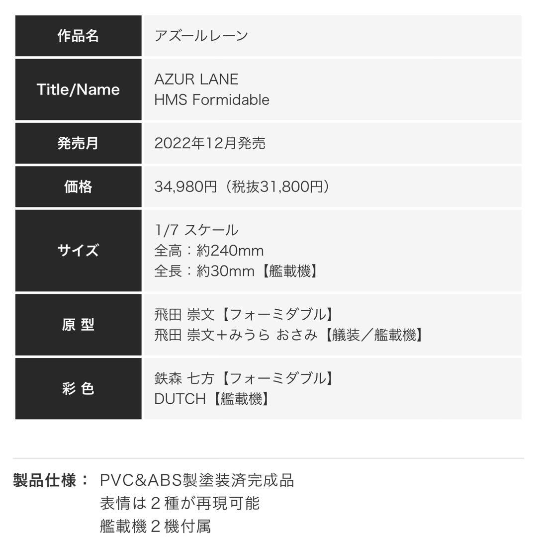 t*a様 【未開封】アルター フォーミダブル フィギュア アズールレーン