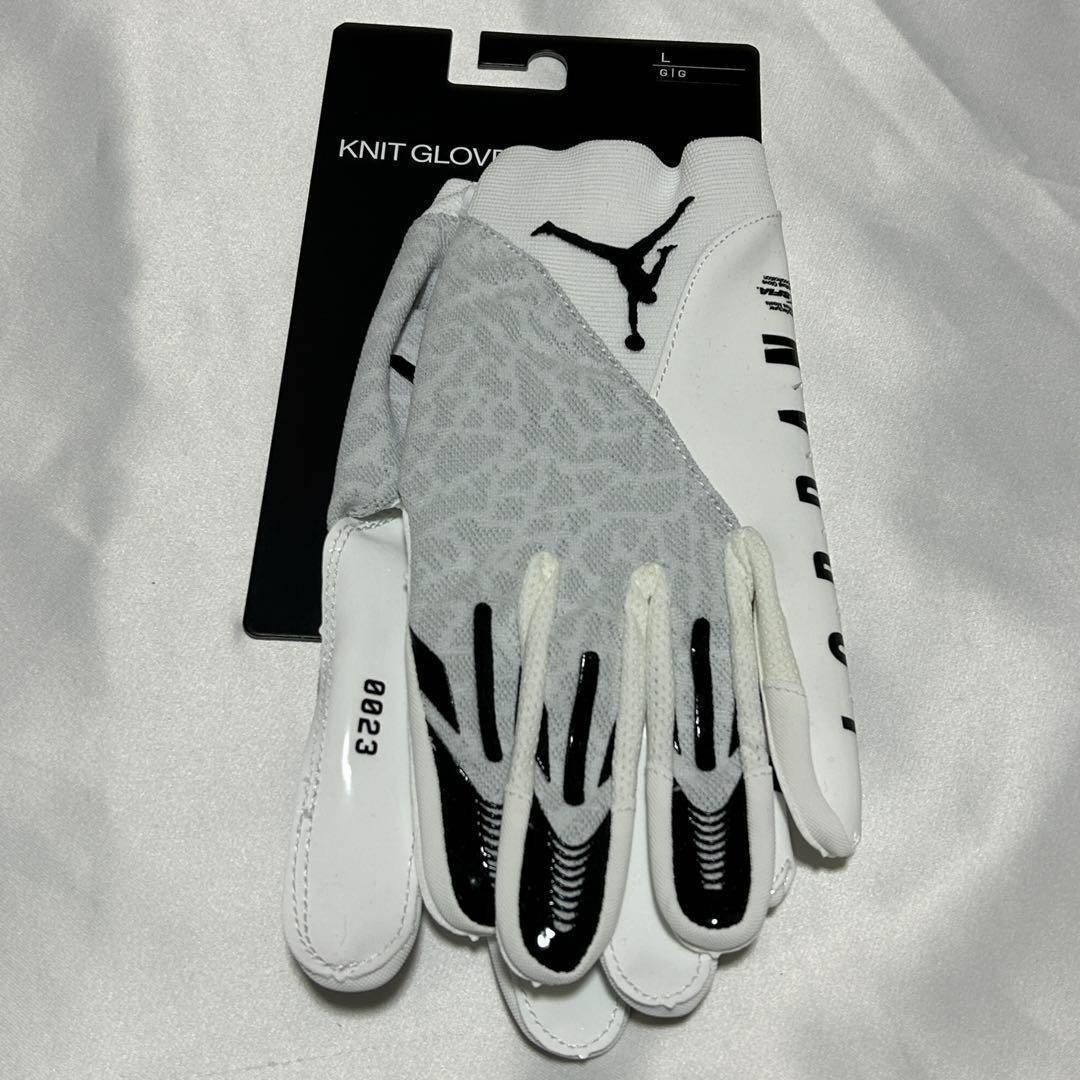 【新品】 アメフト Jordan Knit グローブ　ホワイト　Ｌ