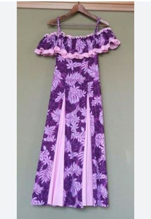 CCFashionsHawaiiフラドレスベアトップドレスフラダンス紫ピンク