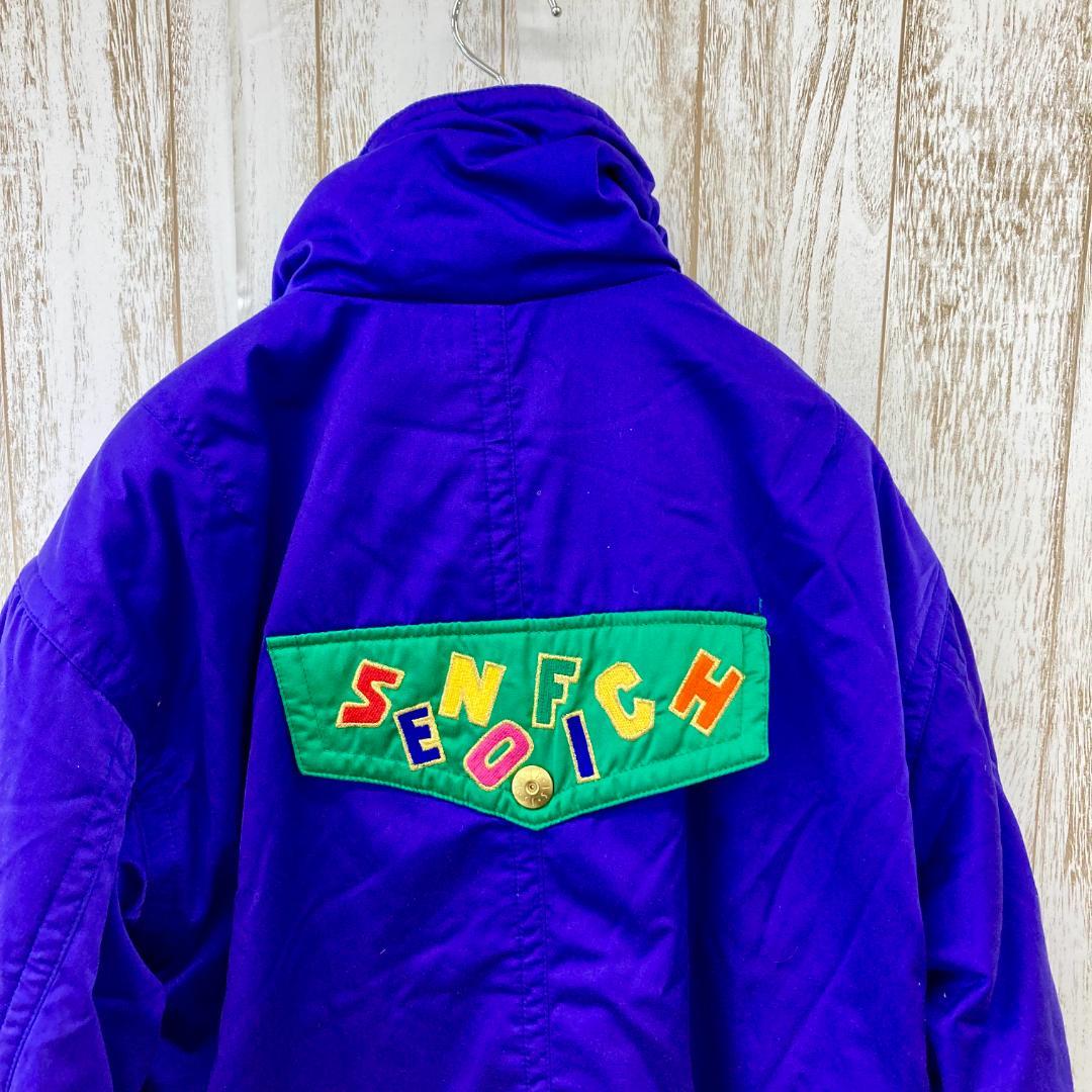 SENOFICH　スキーウェア　80s　アノラックパーカー　マルチカラー　紫　L