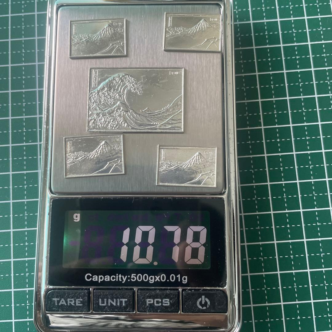 純銀レリーフ プレート ミニ 日本画彫刻5枚セット 10.78g ホールマーク有