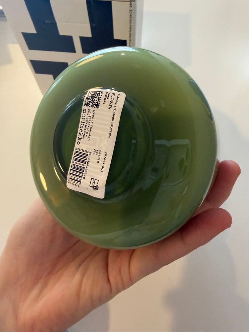 marimekko オリーブグリーン ガラス花瓶