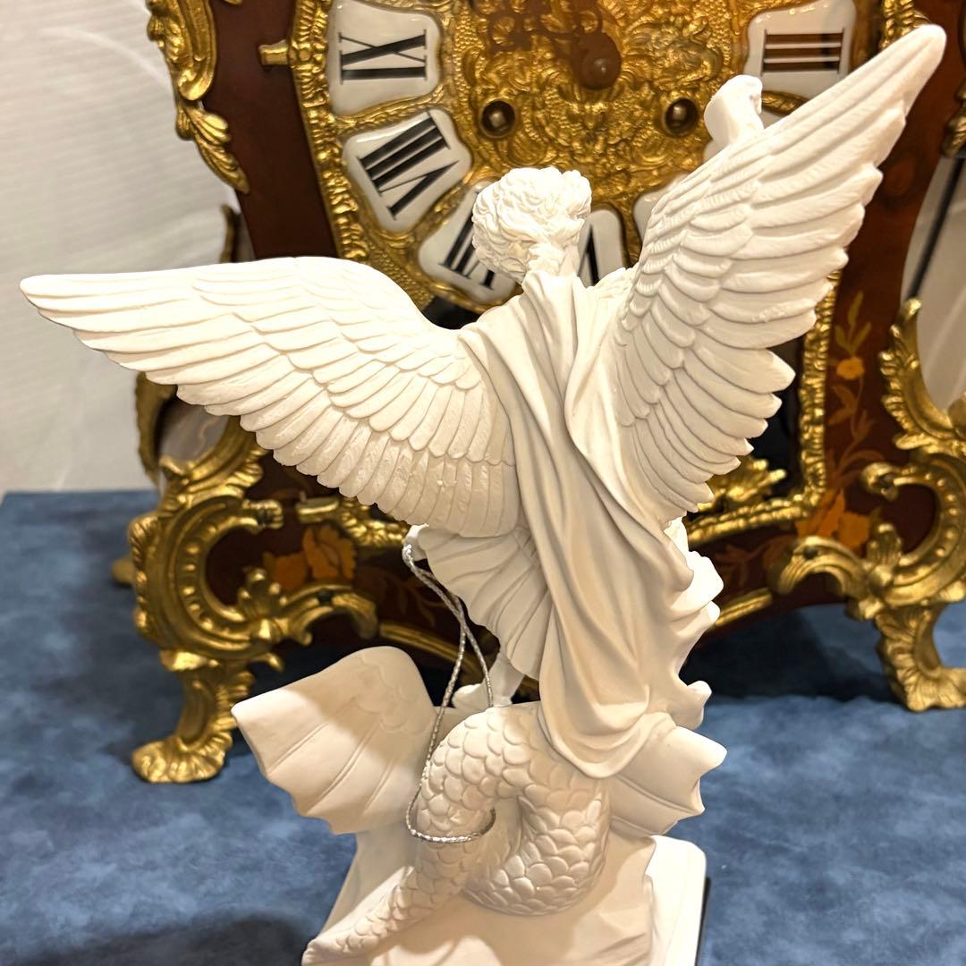 聖ミカエル像 G.Ruggeri作 イタリア製 石台座 天使彫刻