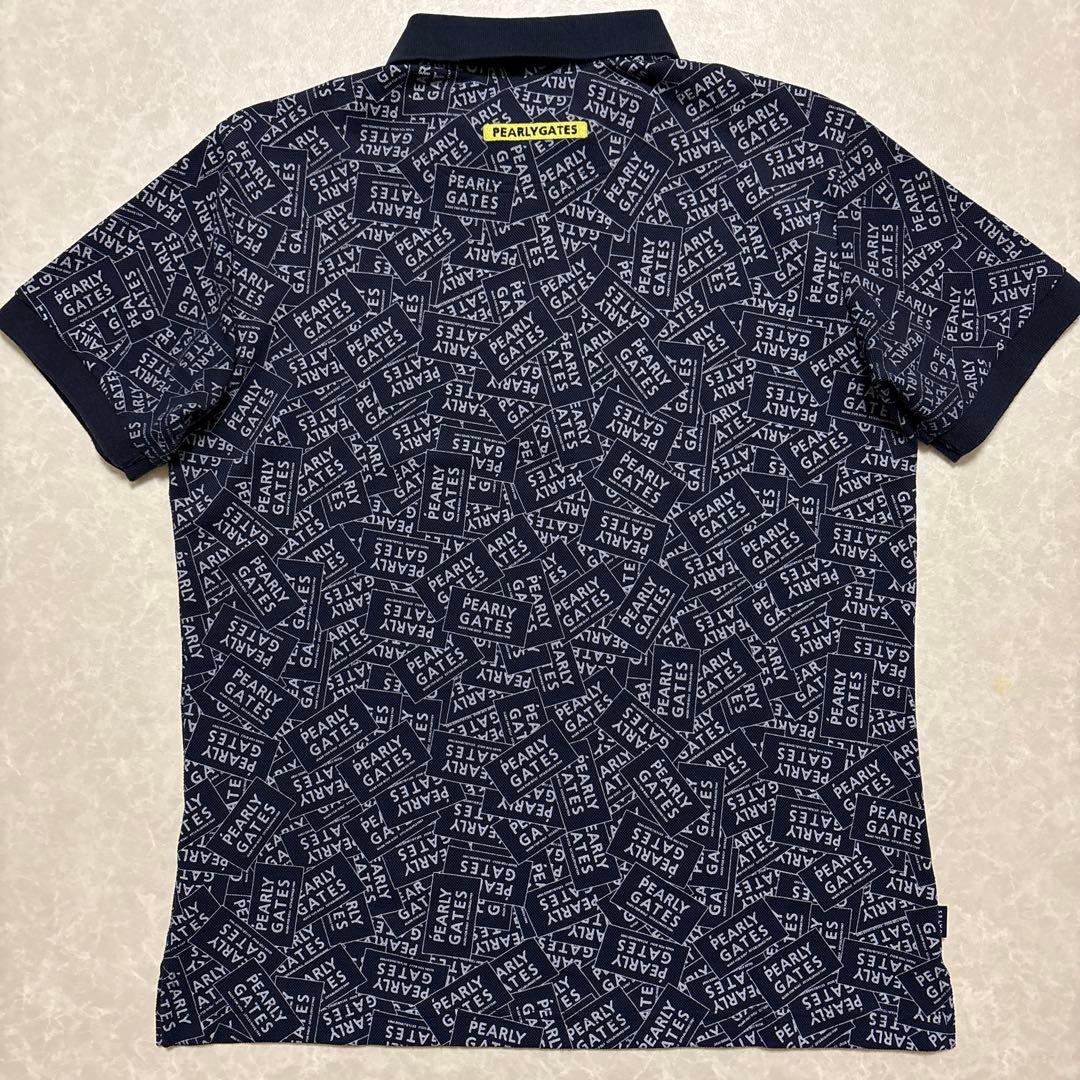 パーリーゲイツ★ロゴ総柄★薄手ストレッチ★ポロシャツ【メンズ サイズ5（L）】
