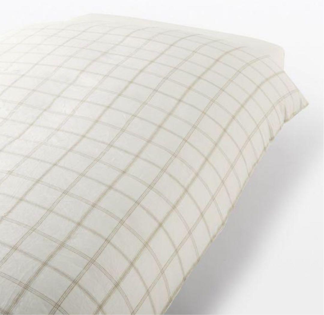 無印良品 ●麻平織掛ふとんカバーSS/S 150×220用オフ白チェック
