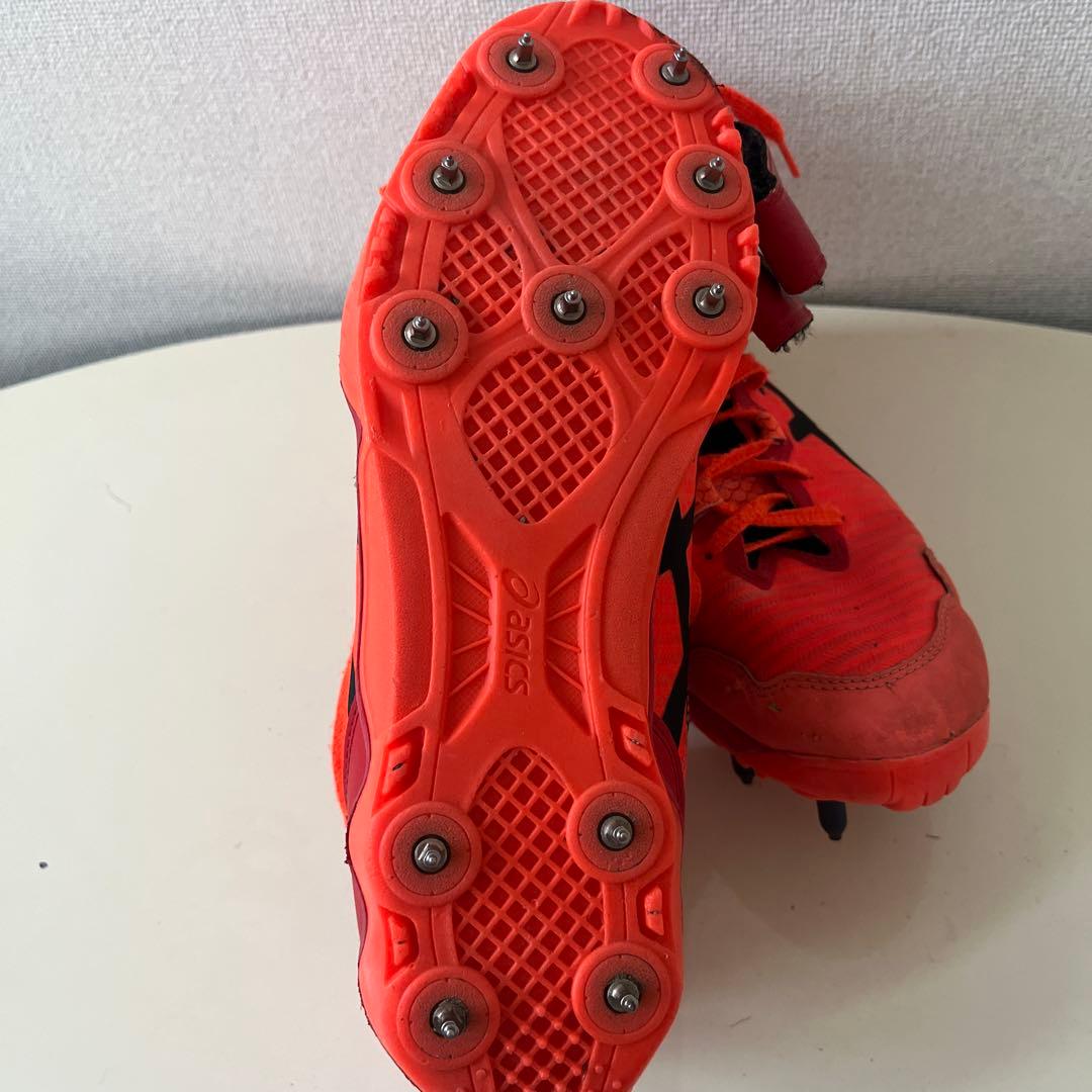 asics ハイカットスパイクシューズ 右投げ用27.5 オレンジ