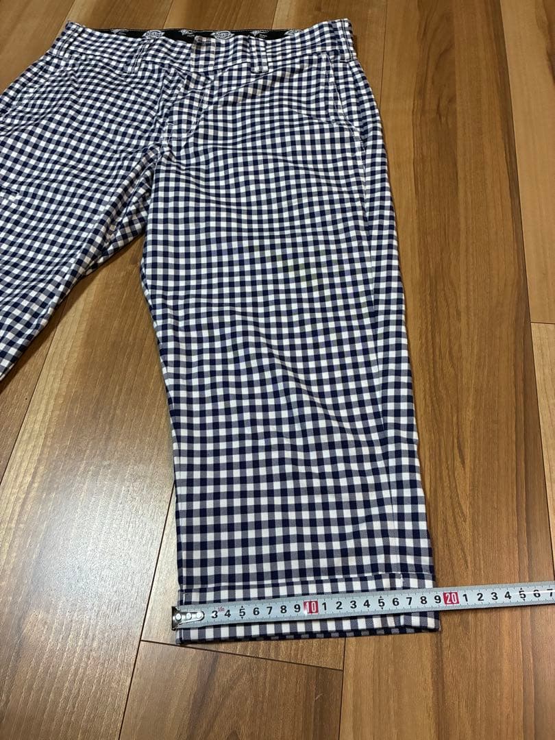 BEAMS GOLF Dickies コラボ　ギンガム　ネイビー　七分丈