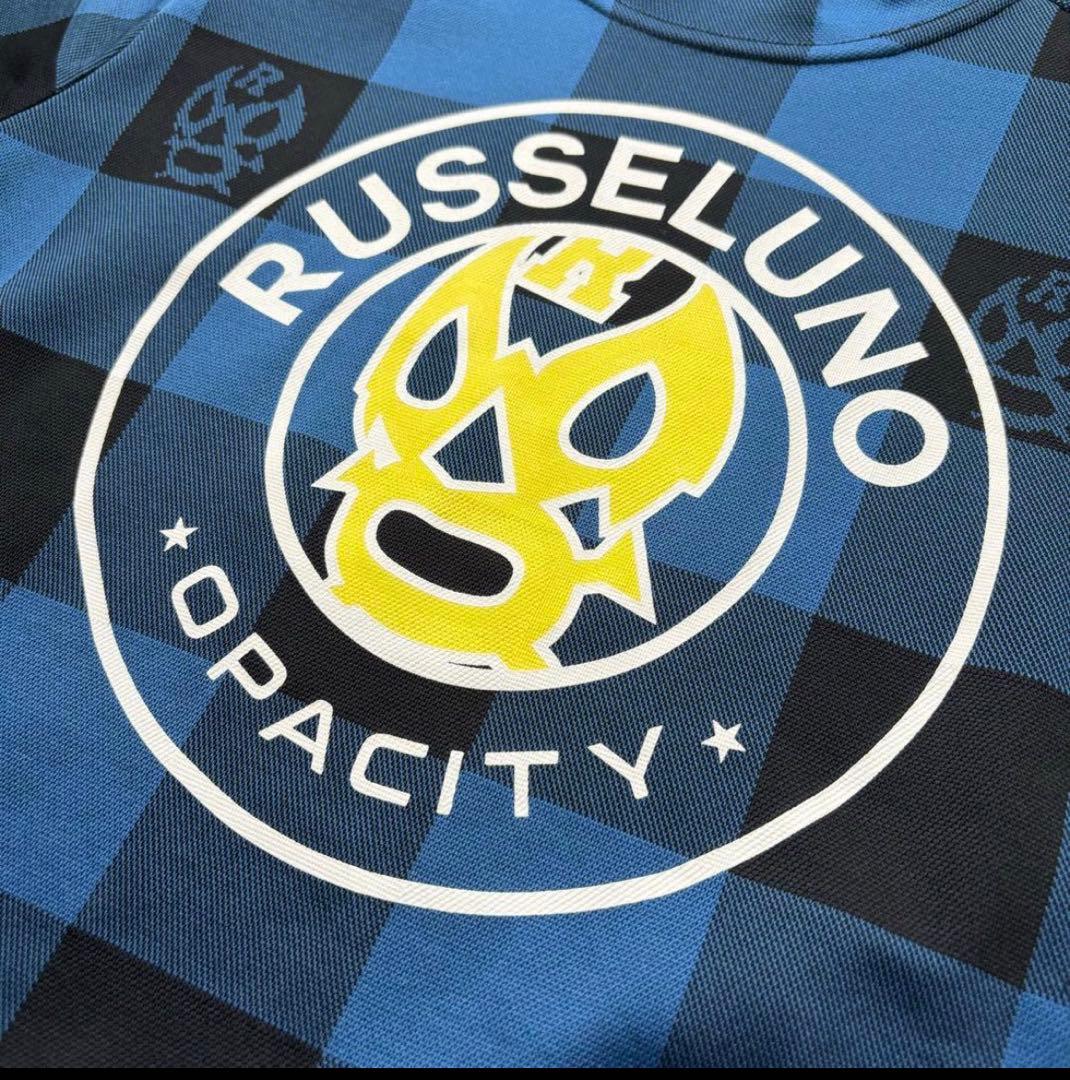 【美品】RUSSELUNO ハイネック 長袖Tシャツ ルチャ チェック柄
