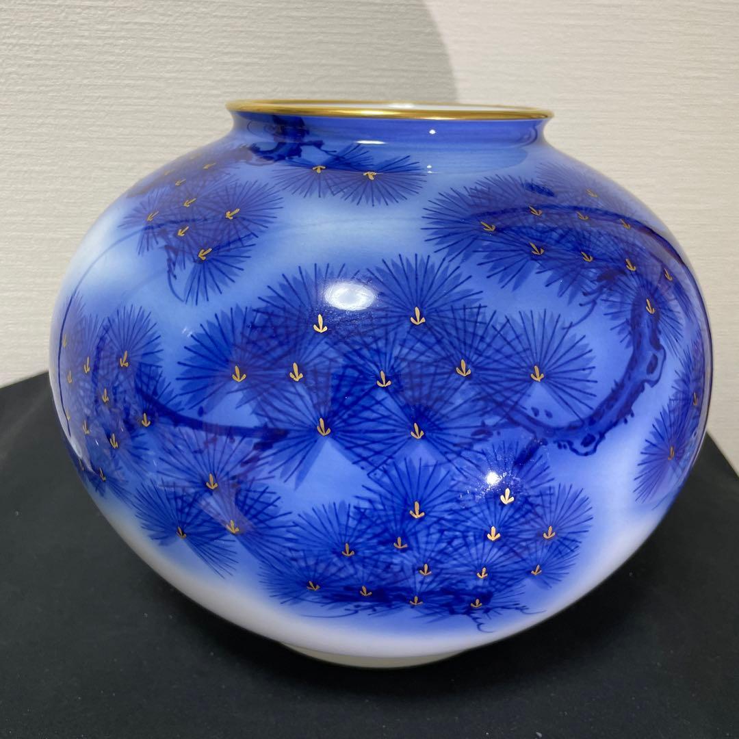 香蘭社 花瓶染錦 老松文 金彩