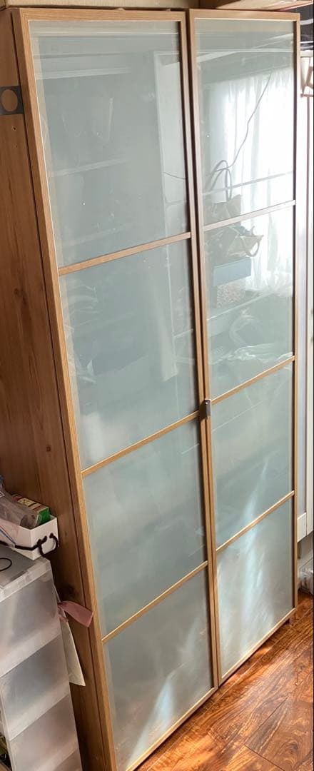 IKEA PAX ワードローブ　扉のみ　オーク材　フロストガラス