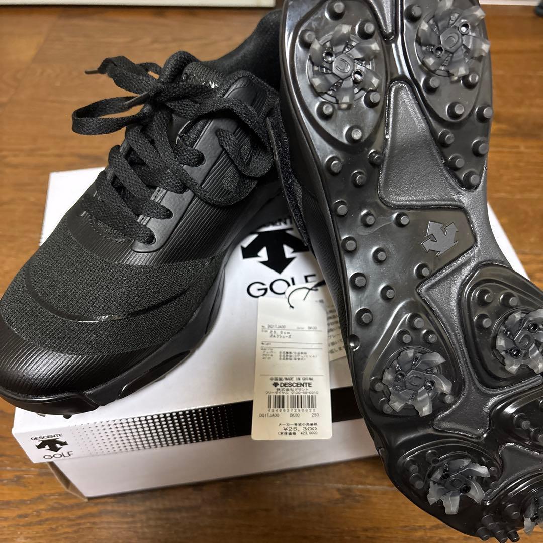 （新品）DESCENTE ゴルフシューズ 25.0cm ブラック