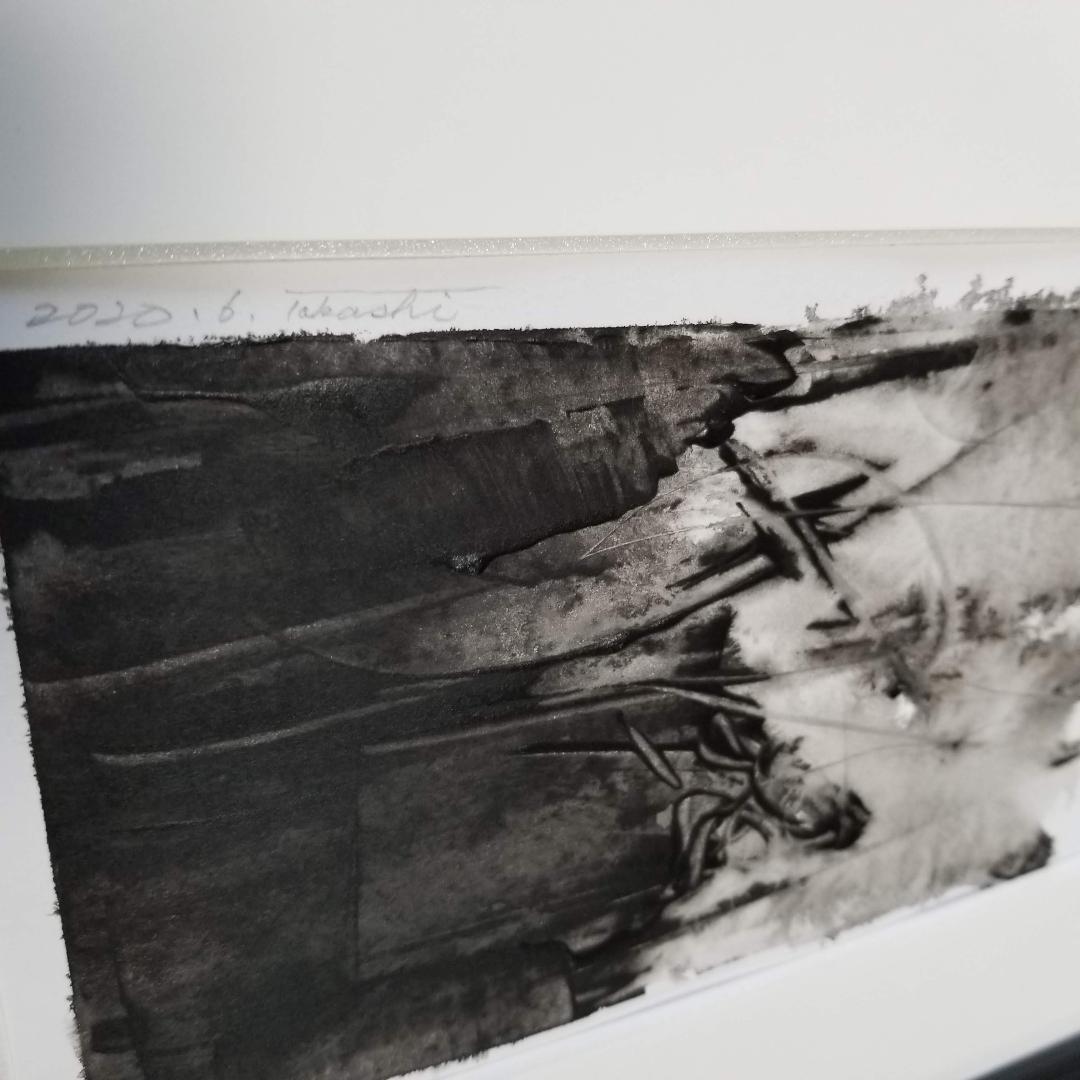 抽象画　絵画　モノクロ　インテリア　アートA4サイズ