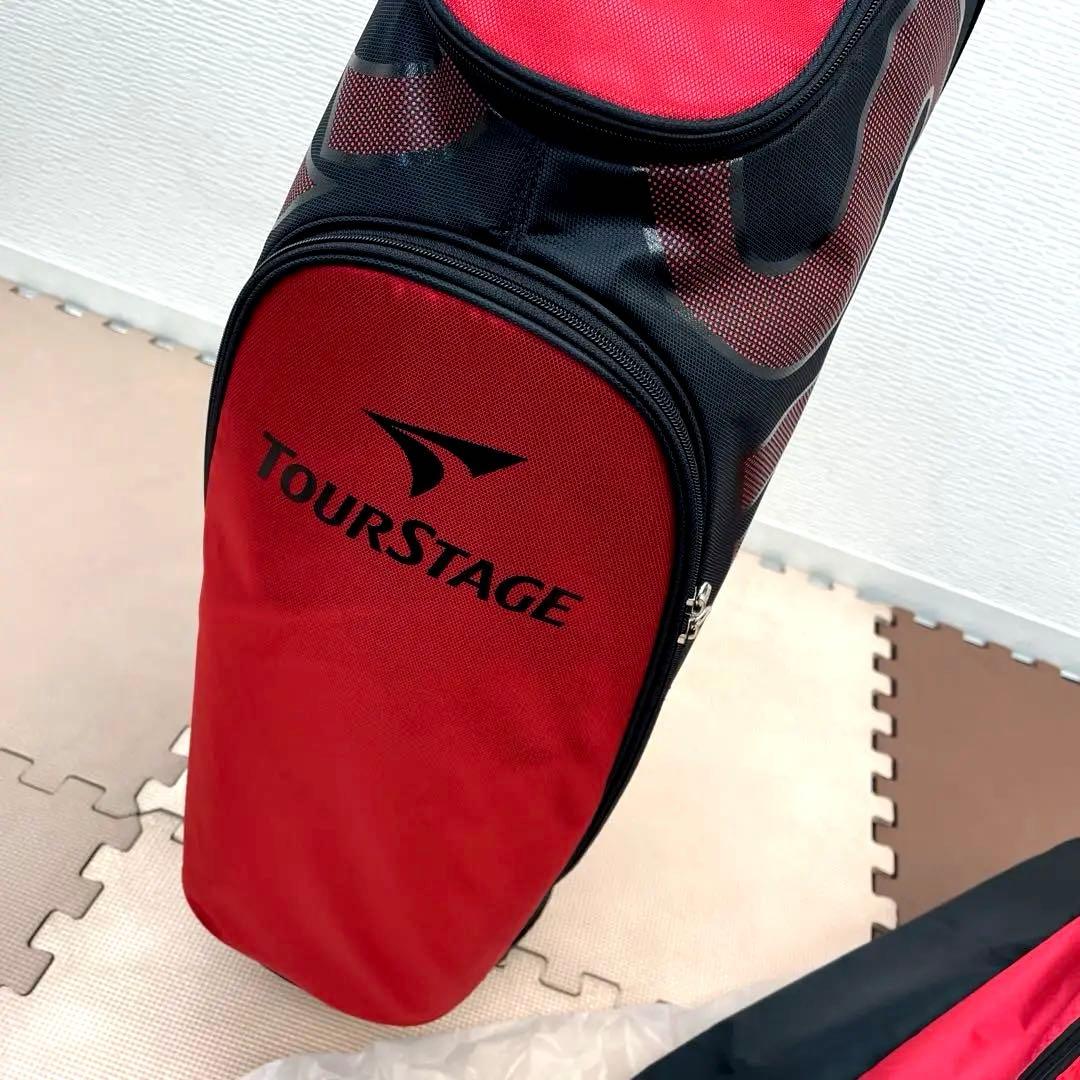 【新品未使用】TOURSTAGE キャディバッグ 赤黒