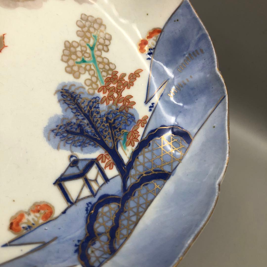 明治旧家蔵出し古伊万里富士山金彩鉢ボウルなます皿15cm4個アンティーク食器