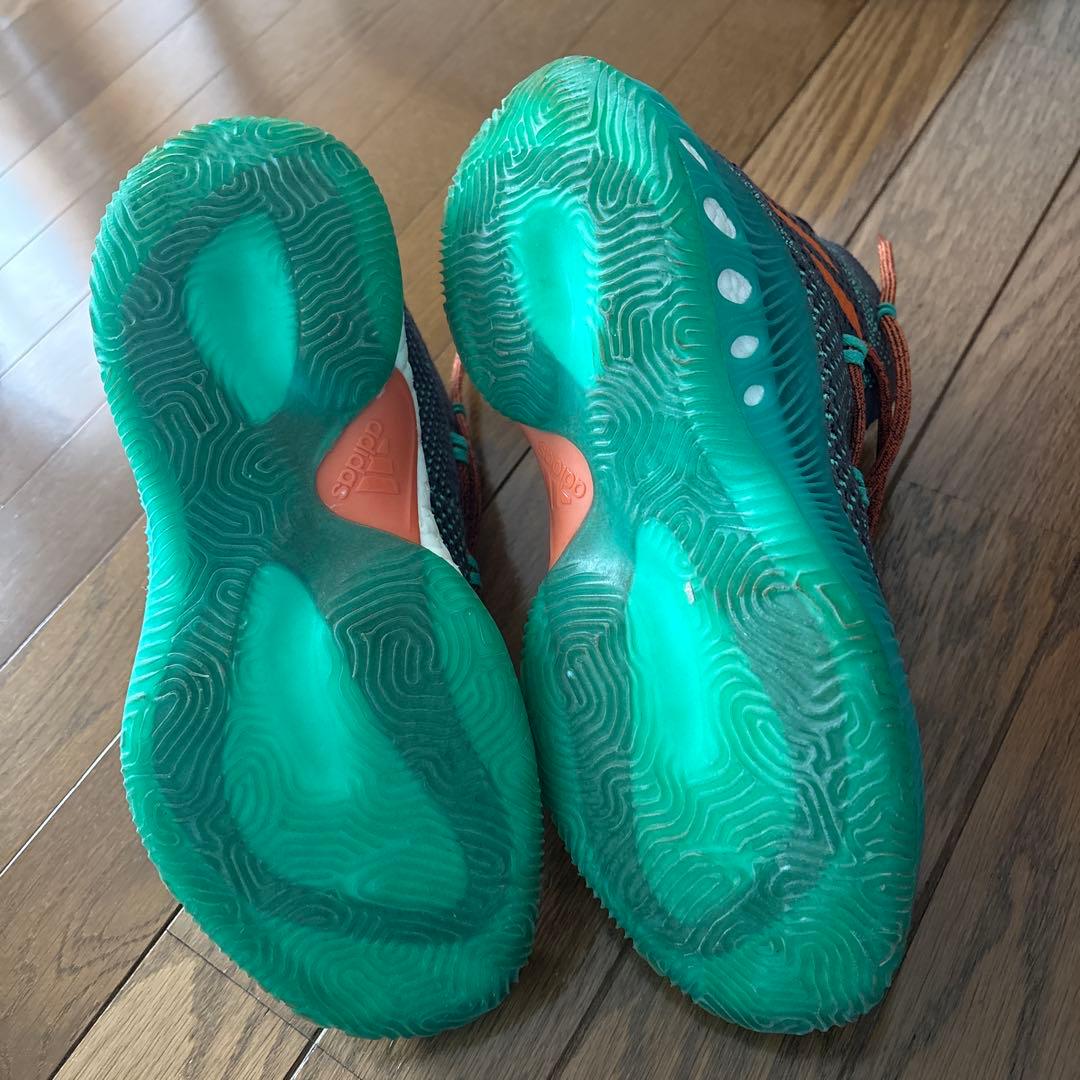 adidas バスケットシューズ ハイカット グレー/ターコイズ/オレンジ