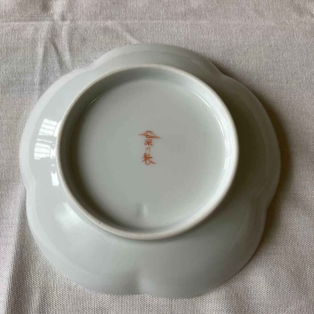 深川製磁　寿赤絵　睦皿揃　梅型　小皿　宮内庁御用達　未使用　木箱入　ヴィンテージ