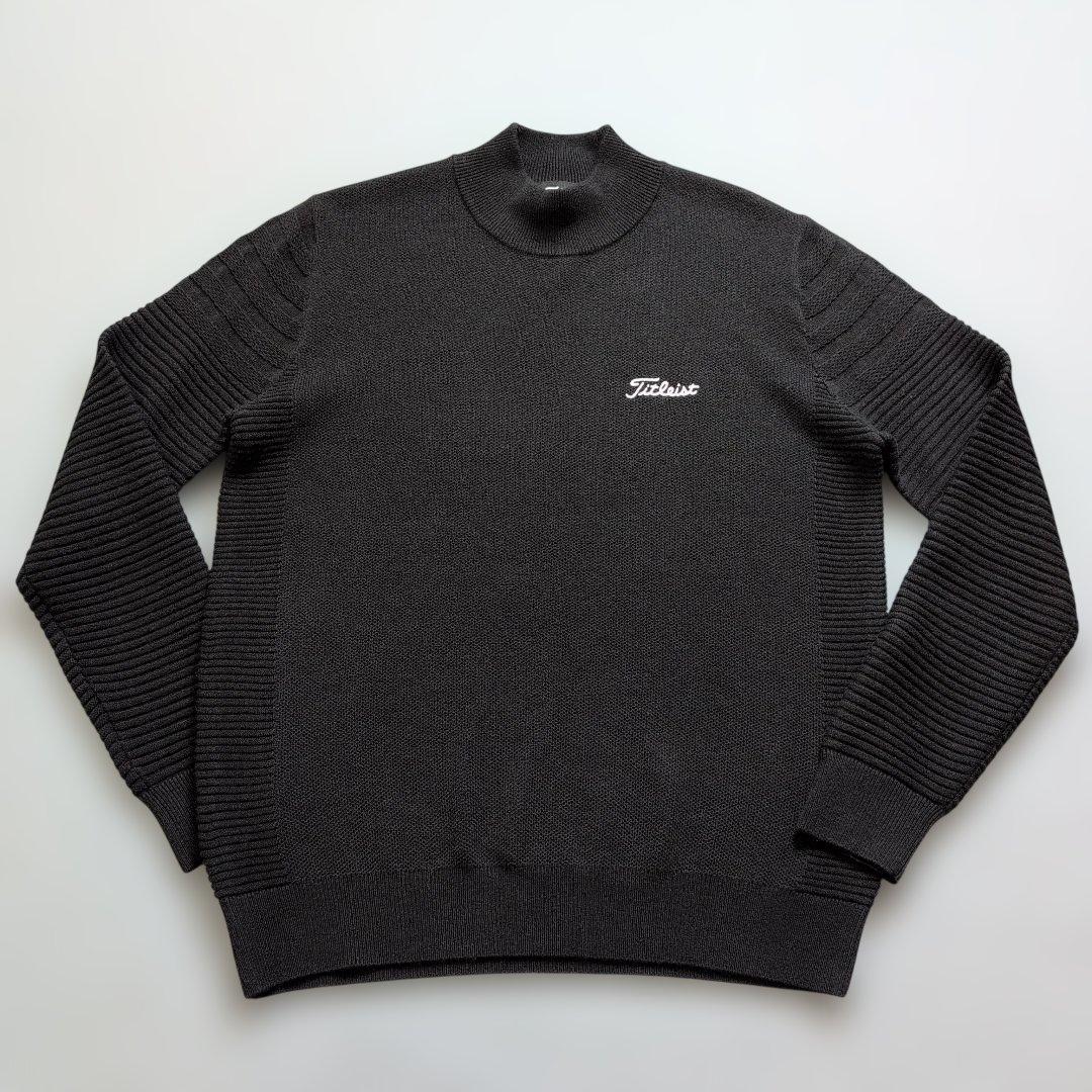 【極美品】タイトリストゴルフ　モックネックリブ袖ニット　黒　M