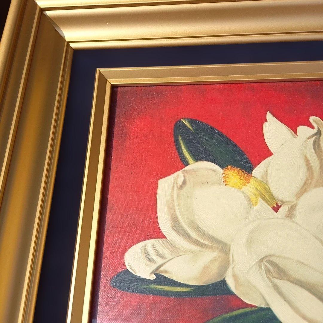 日本の洋画家、高野三三男（こうの みさお）油彩画「泰山木（たいさんぼく）」