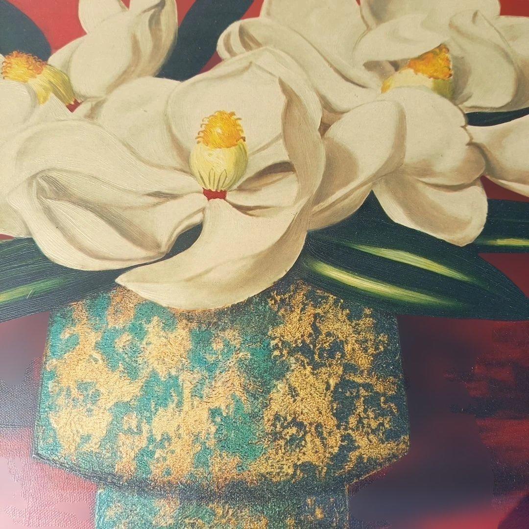 日本の洋画家、高野三三男（こうの みさお）油彩画「泰山木（たいさんぼく）」