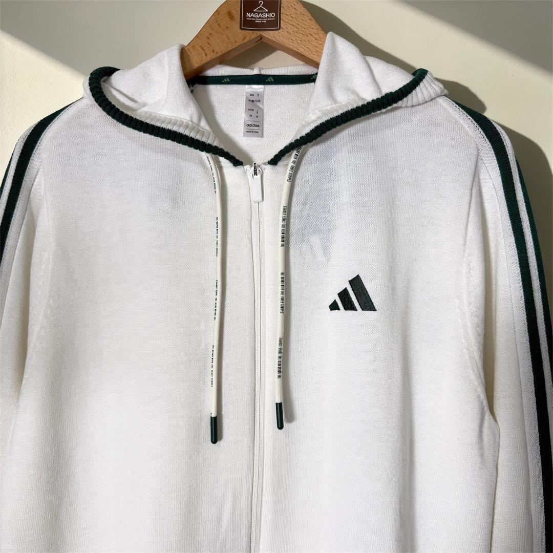 adidas ニットパーカー 白 M 男女兼用 フルジップ