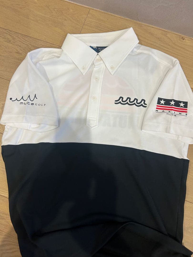 新品　muta MARINE ポロシャツ 半袖 白×黒 サイズM ゴルフ