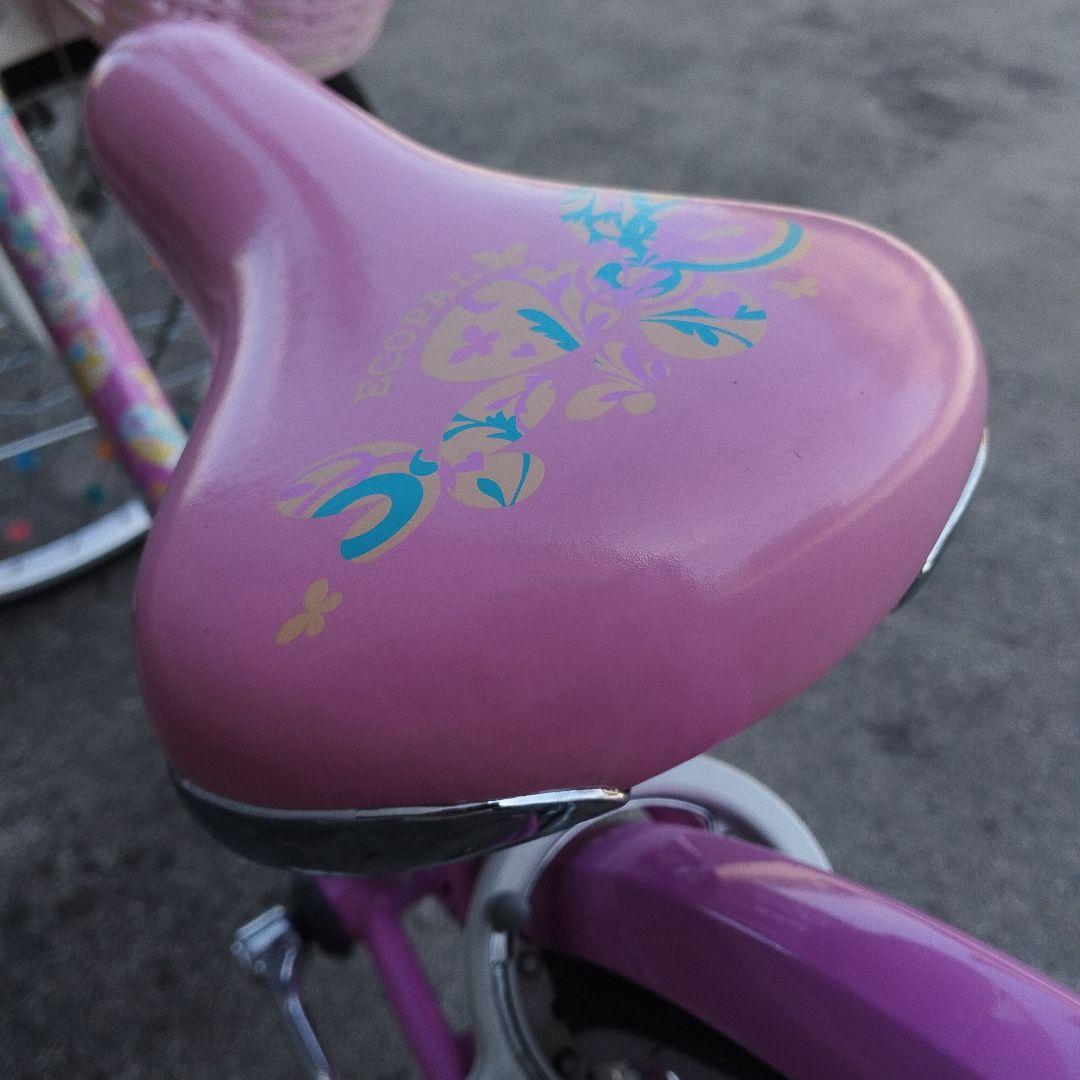 ブリジストン　子供用自転車 ピンク 花柄 前面バスケット付き