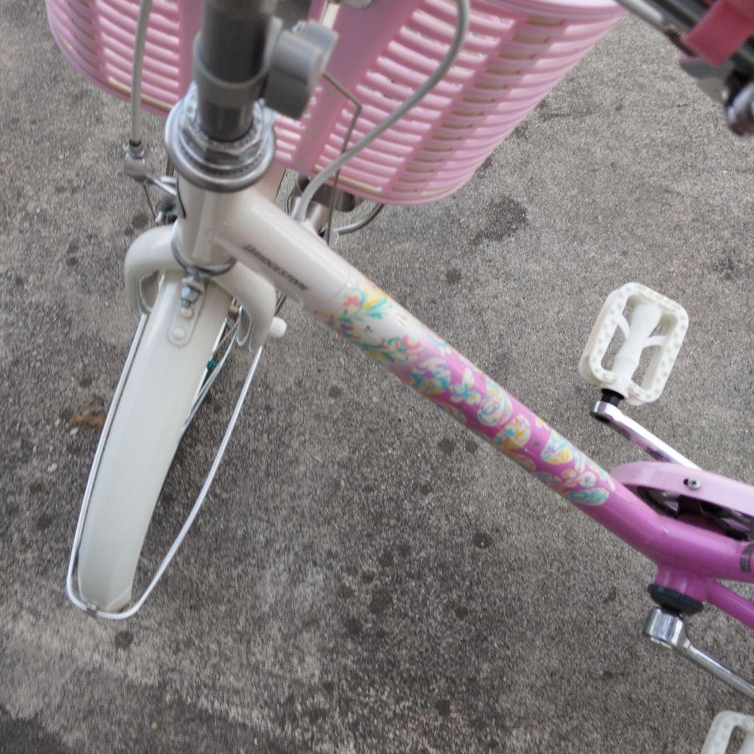 ブリジストン　子供用自転車 ピンク 花柄 前面バスケット付き