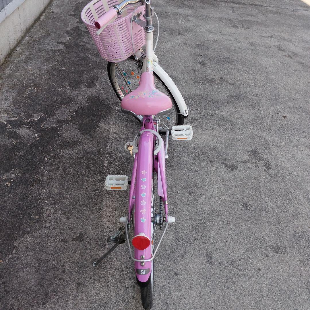 ブリジストン　子供用自転車 ピンク 花柄 前面バスケット付き