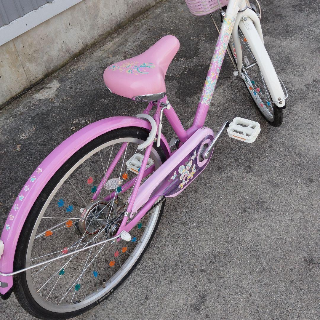 ブリジストン　子供用自転車 ピンク 花柄 前面バスケット付き