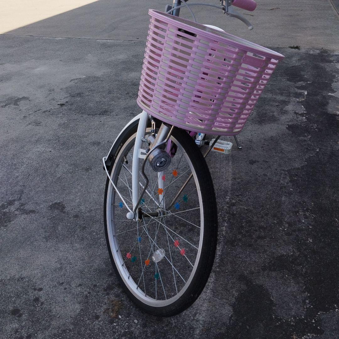 ブリジストン　子供用自転車 ピンク 花柄 前面バスケット付き