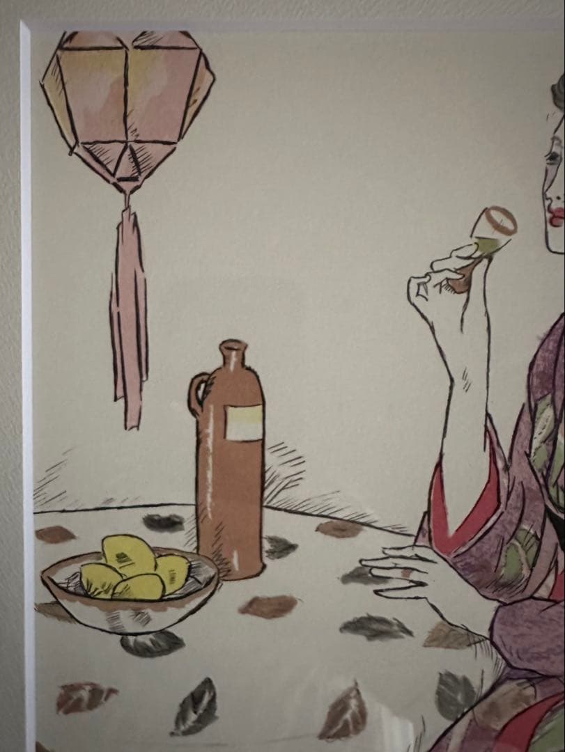 竹久夢二[長崎十二景~青い酒] リトグラフ　エディション有り、落款有り