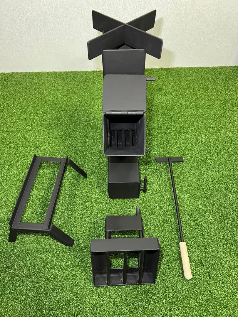 ロケットストーブ コンパクト 薪ストーブ ブラック 付属品付き