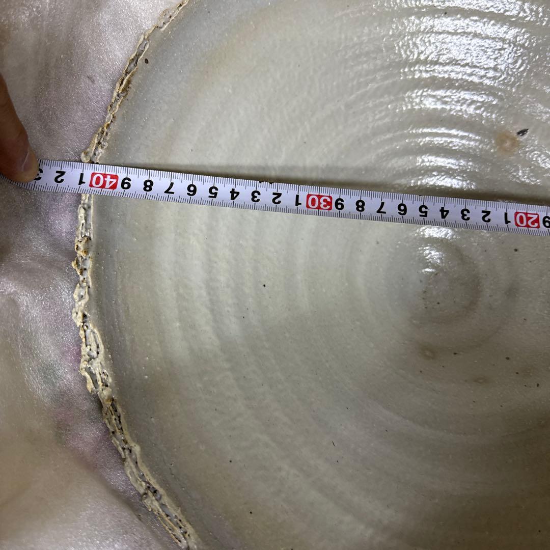 クリアホワイト波状模様陶器ボウル 約41cm