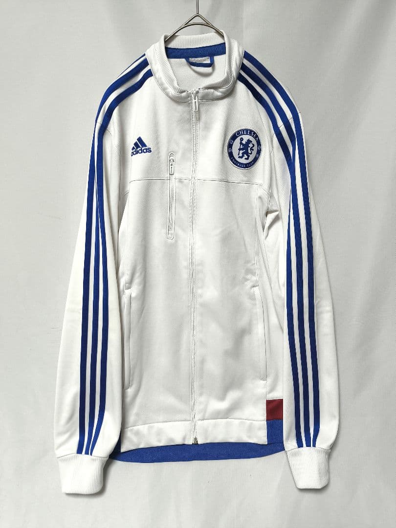 【訳あり】adidas Chelsea FC アンセムジャケットMワッペン　白赤