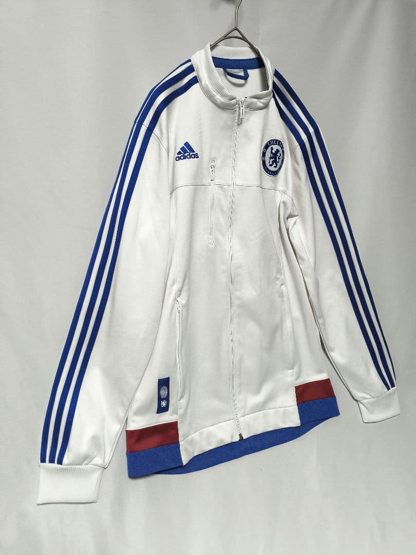 【訳あり】adidas Chelsea FC アンセムジャケットMワッペン　白赤
