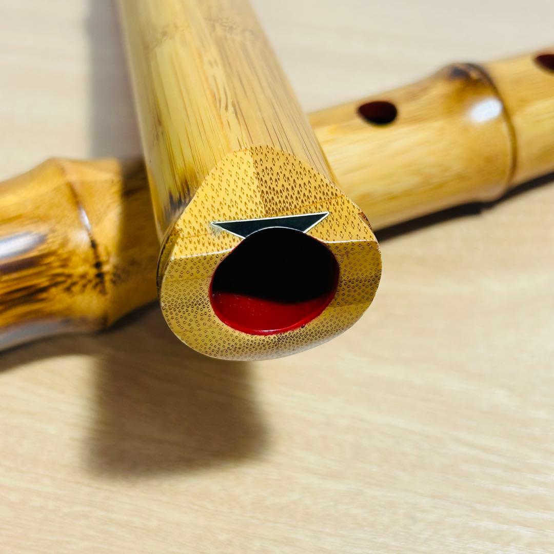 【現状品】胡蝶宝 尺八 合竹 曲管 節あり 焼印あり 琴古流 1.8尺
