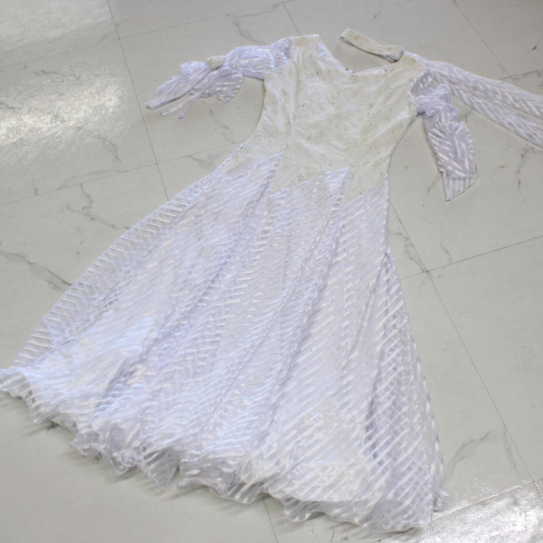 【美品 社交ダンス衣装】primaboutique ワンピース ドレス 白 上品