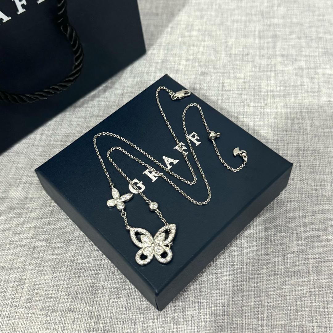 GRAFF バタフライ ダイヤモンド ネックレス シルバー 中古品