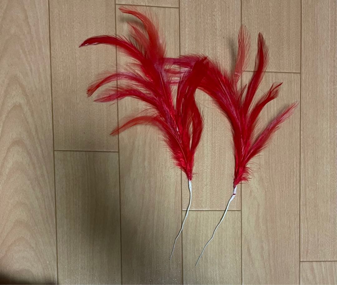 タヒチアンダンス　等　ダンス衣装用羽根（素材）セット　黒　赤　白