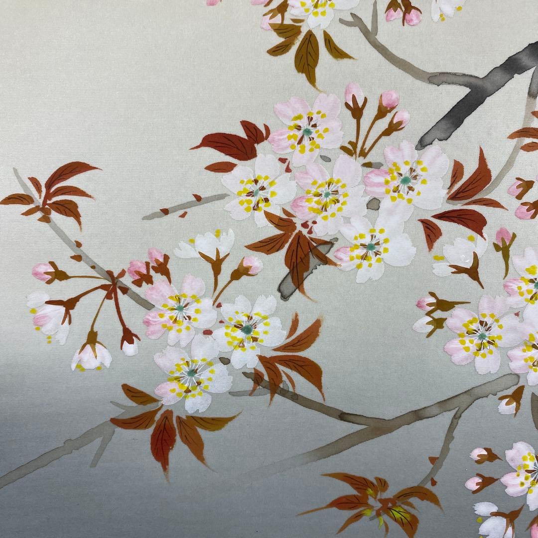 美品 掛け軸 田中竣作 桜図 共箱 花鳥 縁起物 おもてなし