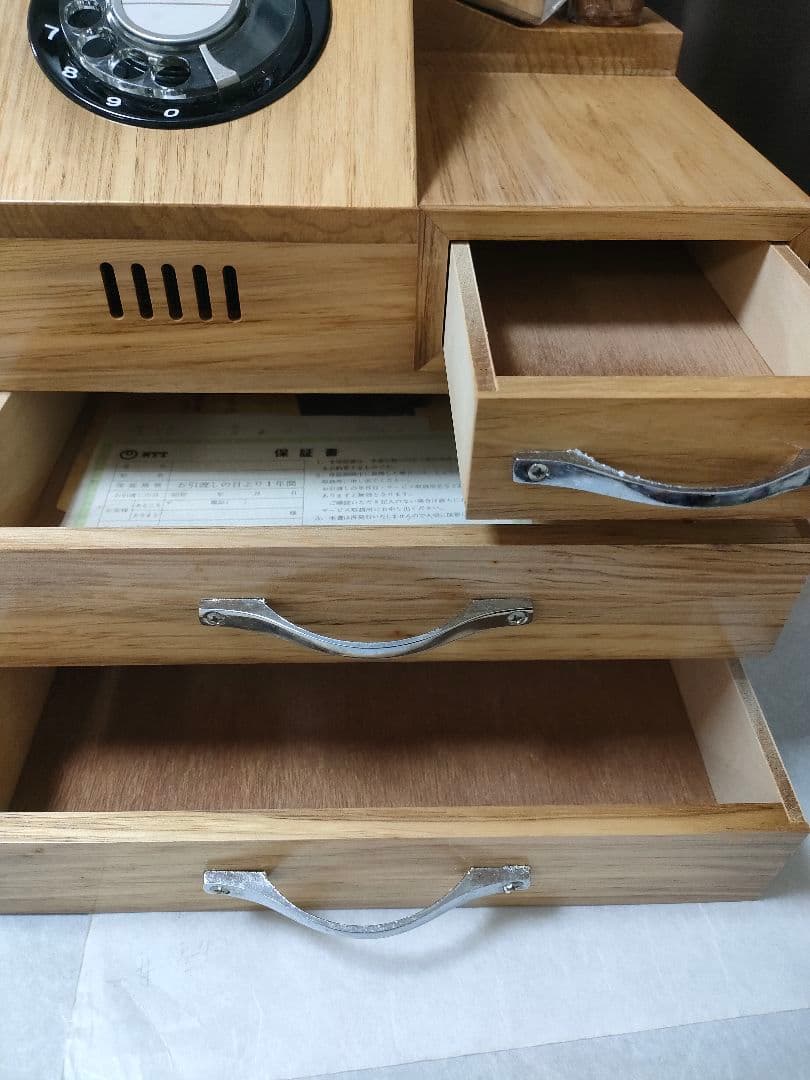 木製ウッドウォン　ヴィンテージ電話　レトロ家具　未使用品　時代物