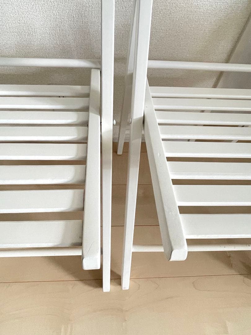 イケア　IKEA 折りたたみチェア　3脚セット　ホワイト　折り畳み椅子