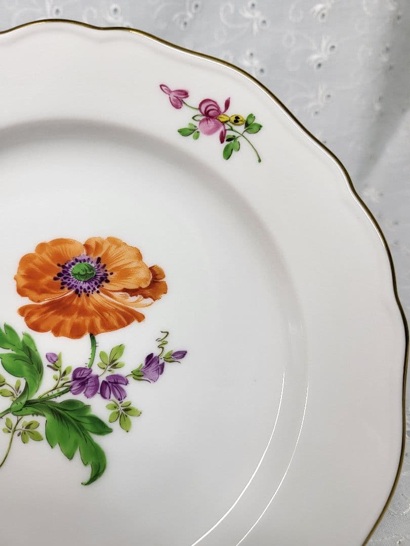 未使用近✨マイセン ベーシックフラワー 2つの花 レット 紫 花①サラダ