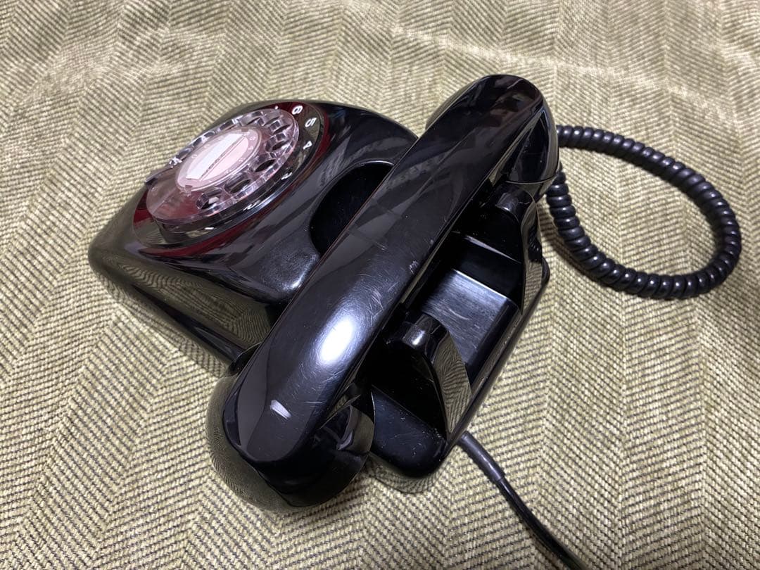 【光回線OK】黒電話 601-A2 動作品 新品端子付 ダイヤル式 昭和レトロ