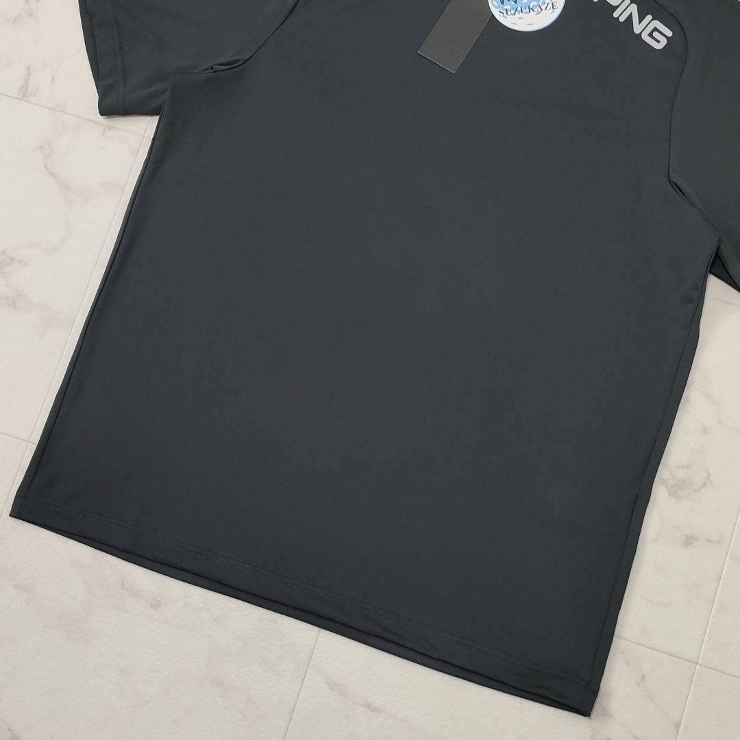 【新品タグ付】PING　モックネック　半袖シャツ　涼風　ストレッチ　ブラック　M