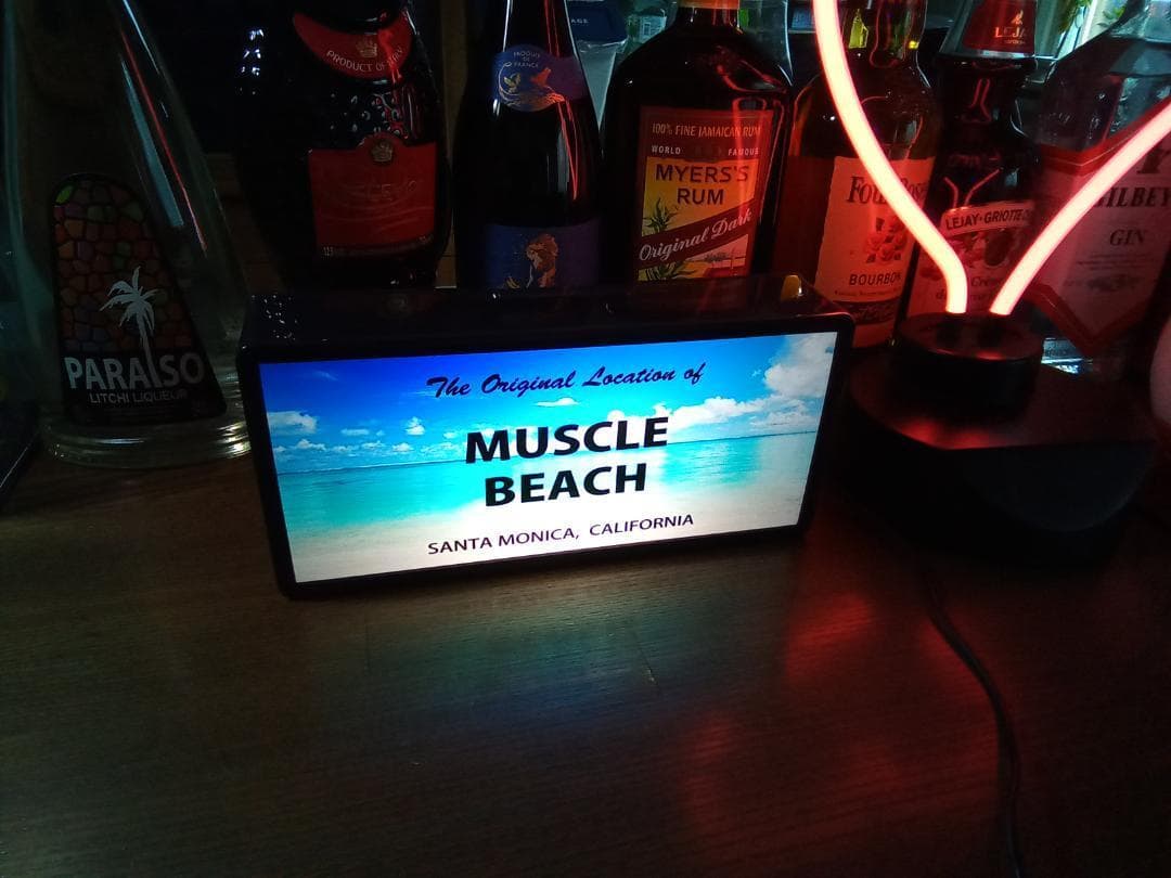 海 砂浜 ビーチ フォトライト マッスルビーチ 看板 置物 雑貨 ライトBOX