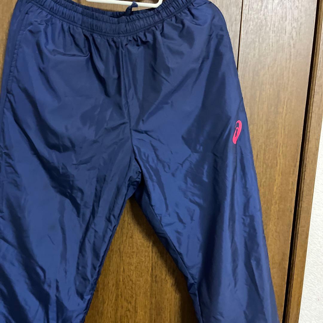 【美品】　着用一回　asics ウィンドブレーカー XL ネイビー/ピンク