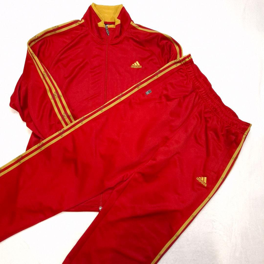 【ビッグサイズ/美品】adidas セットアップ ジャージ 赤×金 2XL