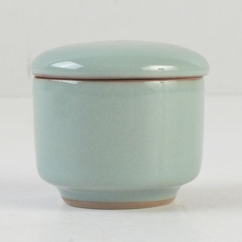 茶道具　諏訪蘇山作　青磁　桃　香合　堀内宗完（兼中斎）極め箱　V　9696